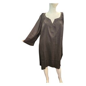 Denim & Co Black Gauze Embellished Dress Womens Size 2X Plus Size